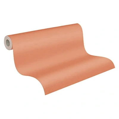 Image of A.S. Création Non Woven Wallpaper Plain 390973 in Orange for Various Rooms 10.05 m x 0.53 Made Germany