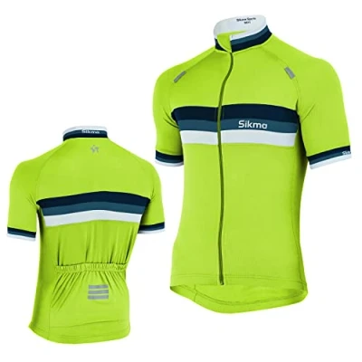 Image of Men’s Cycling Jersey, Short Sleeve Cycle Tops Riding Jerseys Biking Shirt Bicycle Clothes with Quick Dry Breathable Fabric (as8, Alpha, s, Regular, Yellow Fluro)