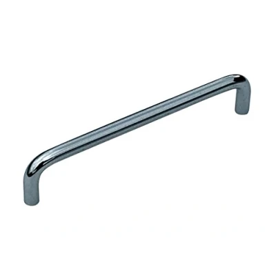 Image of Curved bar &#039;D&#039; Handle 128mm Solid Metal Polished Chrome Effect Pull. (2)