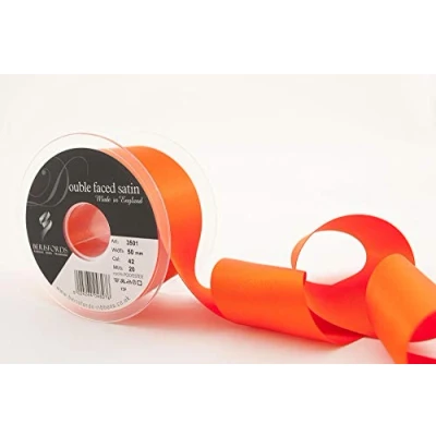 Image of Berisfords 3501 Double Satin Ribbon, Orange Delight, 50 mm