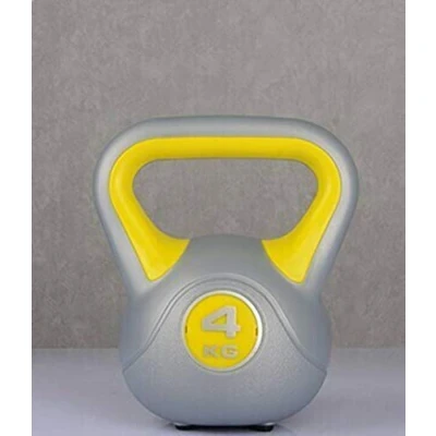 Image of DKN Unisex Adult 4kg Vinyl Kettlebell Grey/Yellow,