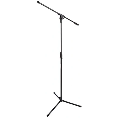Image of Amazon Basics Tripod Boom Microphone Stand, Up to 7.15 ft/218 cm, Tiltable and Adjustable, Transportable Ultra Light Steel, Compatible with 3/8 inch (95 mm) 5/8 (160 Adapter Black