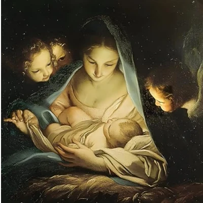 Image of Museums &amp; Galleries Pack of 8 Religious Charity Christmas Cards (SBEMAHX895) from Holy Night Artistic 1 Design Sold in Support MacMillan Cancer