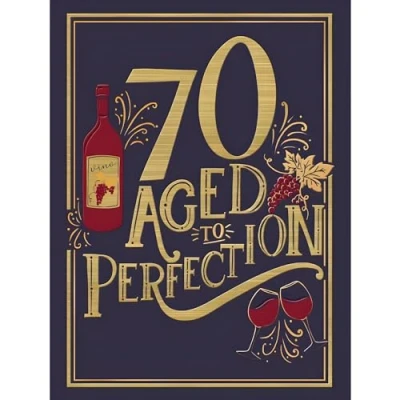 Image of Male 70th Birthday Card for Him Age 70 Wine, Aged to Perfection Contemporary Design Special Finishes Made in the UK Eco Friendly