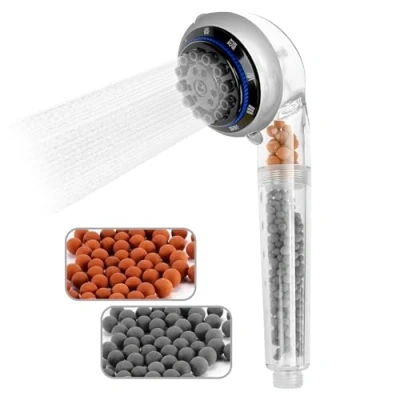 Image of ASAB Ionic Shower Head with Filter Beads 3 Modes Turbo Water Saving High Pressure Showerhead for Hard Low Handheld Adjustable Power Home SPA Removes Impurities