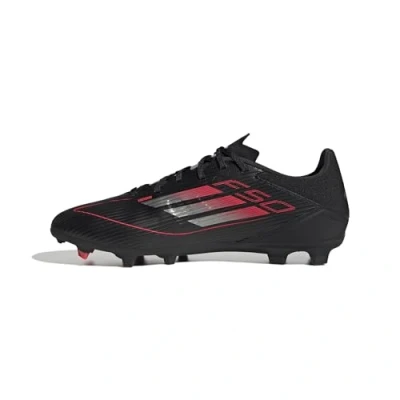 Image of adidas Unisex F50 League Football Boots FG/MG, Core Black/Iron Metallic/Lucid Red, 5.5 UK