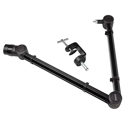 Image of RockJam Premium Tube Style Microphone Stand Boom Arm With Internal Springs, Desktop Clamp and Built in Cable Management For Recording, Gaming, Streaming, Podcasting Black