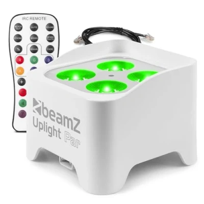 Image of BeamZ BBP90W Wireless Battery Operated LED Par Uplighter with Remote Control 4X 4W RGB UV, White