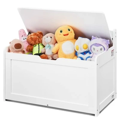 Image of VEVOR Wooden Toy Chest for Kids, Toddler Storage Box with Flip Top Lid and Safety Hinge, 32.68 x 17.91 24.02 Large Kids Bench Playroom, Bedroom, Living Room or Entryway, White