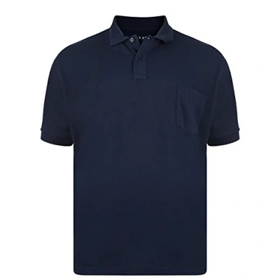 Image of KAM Big and Tall &#039;Eton&#039; Plain Polo T Shirt with Chest Pocket Cotton Rich Top Large Size Fit JEANBASE Navy 5XL