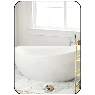 Image of HOMCOM Rectangle Bathroom Mirror, 50 x 70cm Metal Framed Wall Decorative Mirror for Bedroom, Living Room, Entryway, Black
