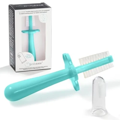 Image of Grabease Baby Toothbrush Finger for Toddler Toothbrush, BPA Free &amp; Phthalate Toddler, 1 Pack, Teal