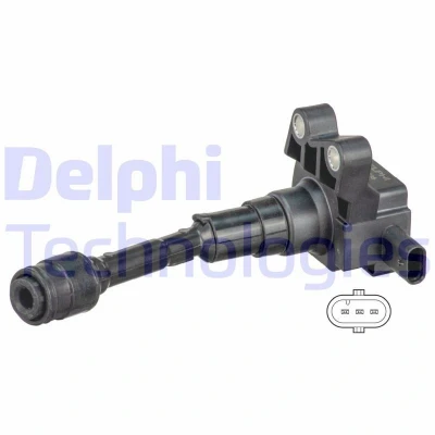 Image of LF1618100, LF1618100A, LF1618100B Ignition coil DELPHI CE20043 12B1 2 pin connector 12V FORD: Focus 2, MONDEO 4, C Max, MAZDA: 3 Hatchback