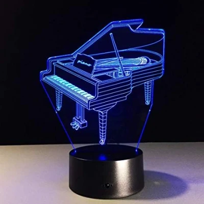 Image of Piano 3D Night Light USB Touch Switch Decor Table Desk Optical Illusion Lamps 7 Color Changing Lights LED Lamp Xmas Home Love Brithday Children Kids Toy Gift