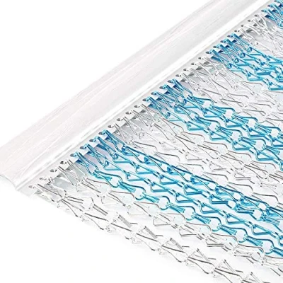 Image of Himifuture 90 * 200cm Aluminium Chain Curtain Fly Door Silver Metal Screen Insect Blinds Pest Control Chain, Blue &amp;