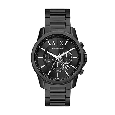 Image of Armani Exchange Watch for Men, Chronograph Movement, 44 mm Black Stainless Steel Case with a Strap, AX1722