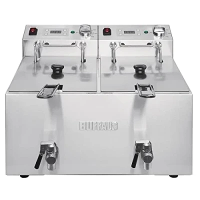 Image of Buffalo Twin Tank Basket 2x8Ltr Countertop Fryer with Timers 2x2.9kW