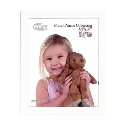 Image of Inov8 British Made Real Wood Picture/Photo Frame 10x8&quot; Inch(25x20cm) Auckland 20mm Pine White
