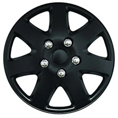 Image of XtremeAuto® Premium MATT BLACK Car Wheel Trims Hub Caps With Chrome Bolts Includes Cable Ties And Valve XtremeAuto Sticker (13 INCH)