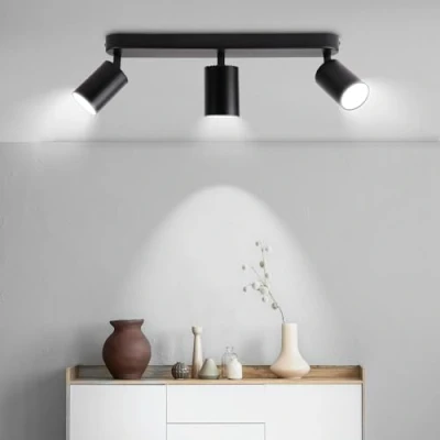 Image of CANMEIJIA Led Ceiling Spotlights GU10 3 Spotlight Light Black spot Lights Kitchen for Swivelling 350 Suitable Kitchen/Hallway (not Bulb)