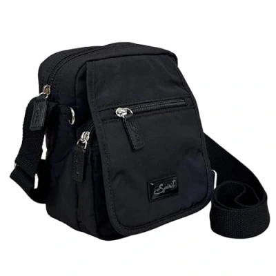 Image of Spirit Nylon Waterproof Crossbody Bag Unisex Lightweight Travel with Multiple Sections and Adjustable Strap Black Bag, Small Size