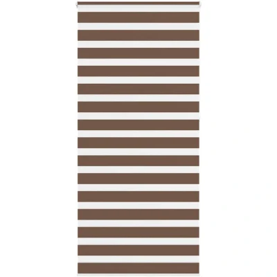 Image of vidaXL Zebra Blind Brown 95x230 cm Fabric Width 90.9 Polyester