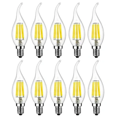 Image of MENTA LED E14 Small Edison Screw Candle Bulb C35 6W Equivalent to 60W Cool White 6500K 600LM Candelabra SES Chandelier Bulbs Non Dimmable Glass Pack of 10