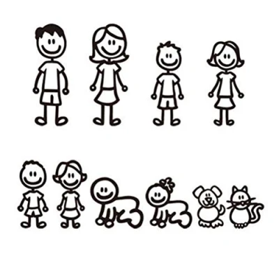 Image of Bestlymood 10 Piece Car Sticker Family With Pet Lucky Stickers For Window (Black)