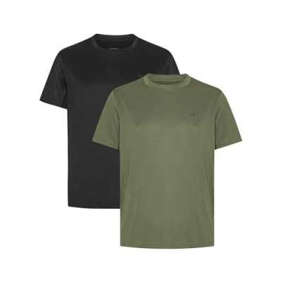 Image of DANISH ENDURANCE Mens T Shirt, Breathable Gym Running Top, Fitness Sports Shirts, Activewear, 1 or 2 Pack, Multicolour (1x Black, 1x Olive), XL