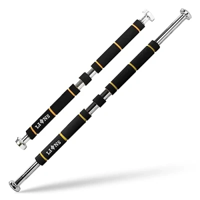 Image of Pull Up Bar Chin Ups Door Frame Exercise Bars Expandable 61 100cm (Black/Yellow)