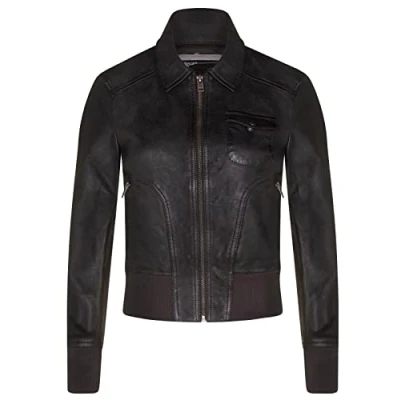 Image of Ladies Grey Leather MA 1 Varsity Bomber Jacket 4XL