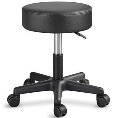 Image of TRESKO® Swivel chair Office stool Beauty salon Medical Rollable stool, Adjustable height, with Wheels, 360 degree rotation, 10 cm cushion, 8 colours (Black)