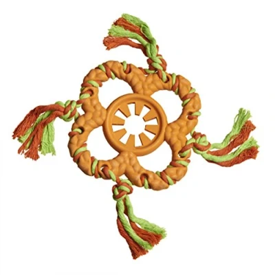 Image of Pistachio Pet Dog Toy Rubber And Rope Fetch (17 cm/7&quot;, Orange)