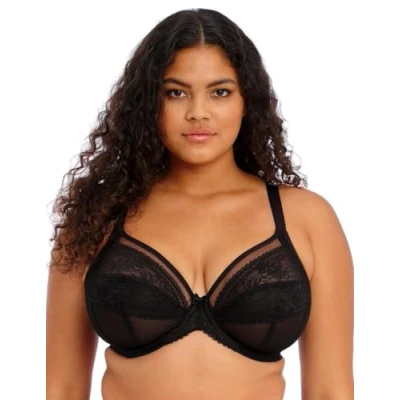 Image of Elomi Women&#039;s Kendra Underwire Plunge Bra, Sheer, Black, 34HH US