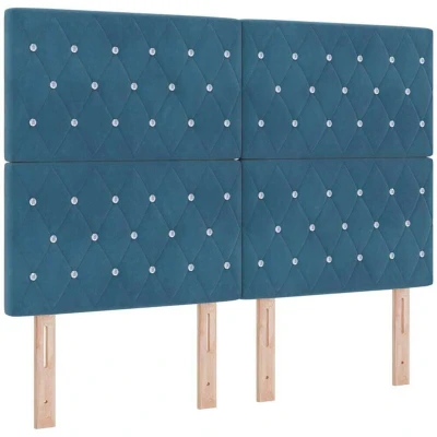 Image of vidaXL Box Spring Bed with Mattress Dark Blue 140x200 cm Velvet