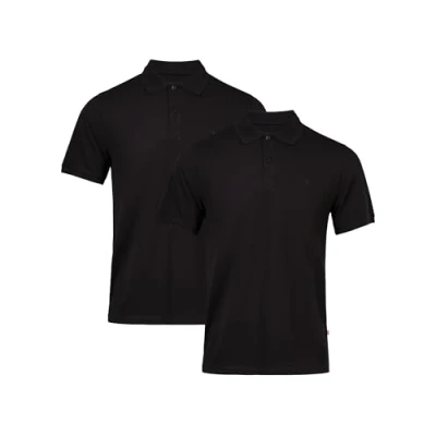 Image of DANISH ENDURANCE Polo Shirts for Men Adults, Men&#039;s Polos, Golf, Organic Cotton, Super Soft, Casual Workwear, Classic, Short Sleeve Men, Black, 2 Pack, L
