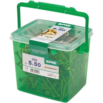 Image of SPAX Pozi Screws YELLOX Csk Full Thread 5.0 x 50mm Tub 430