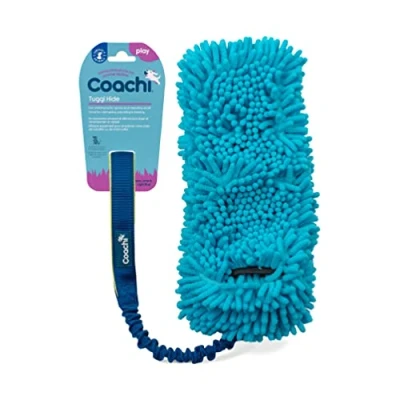 Image of Coachi Tuggi Hide Interactive Dog Toy for Tug of War &amp; Play. Strong Comfortable, Stretchy Bungee Handle, Reward Training, Interrupting Biting Chewing. Ideal Agility and Suitable Puppies