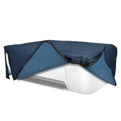 Image of kwmobile Linen Dust Cover Compatible with HP DeskJet 2755e / 2720e 2710e 2820e Printer Protection Blue Grey