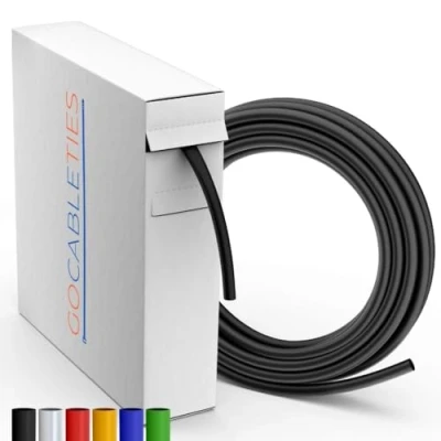 Image of Premium Black Heat Shrink Tubing Mini Reel, 3.2mm x 11m, 2:1 Ratio, Cable Sleeving by Gocableties