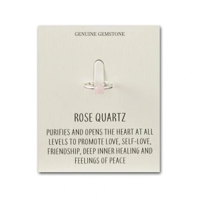 Image of Philip Jones Rose Quartz Adjustable Ring with Quote Card