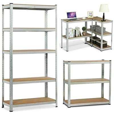 Image of 5 Tier (175KG Per Shelf), 875KG Capacity Garage Shed Storage Shelving Units, Year Warranty 180cm x 90cm 40cm (Silver)