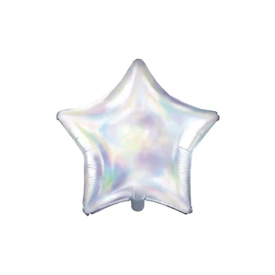 Image of PartyDeco Star Shape Mylar Foil Balloon. Opalescent Iridescent Effect, Ø 48 cm
