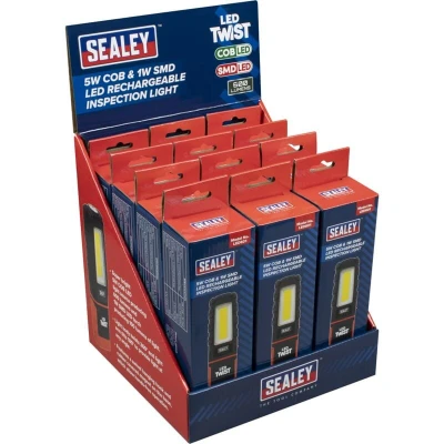 Image of Sealey LED Twist Rechargeable Inspection Light 5W COB and 1W SMD Box of 12