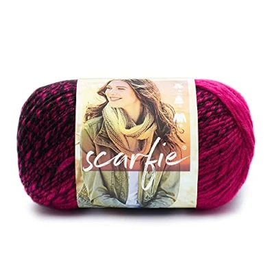 Image of Lion Brand Scarfie Yarn, Acrylic, Black/Hot Pink,21.59x12.065x12.065 cm