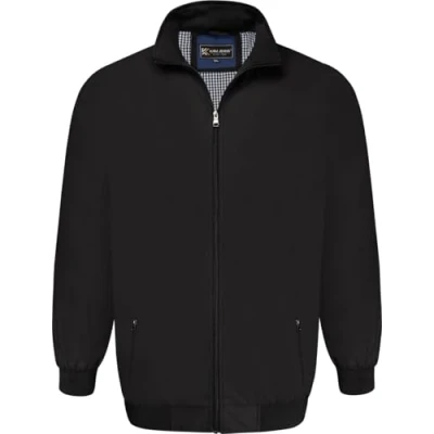 Image of KAM Harrington Jacket Collar Premium Zip Up Long Sleeve Mens 2XL 8XL KBS 445 (UK, Alpha, 8XL, Plus, Regular, Black)