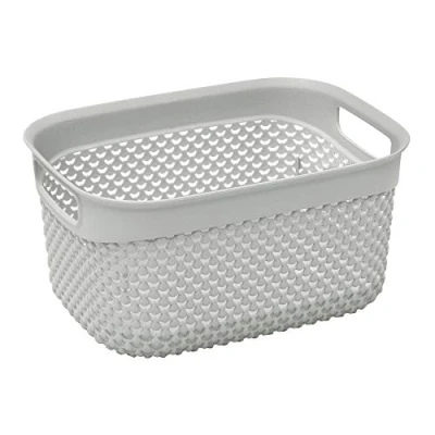 Image of JVL 13 384IG Droplette Design Plastic Storage Box, 3.3Litre, 12 x 24 18 cm Approx, Grey, One Size
