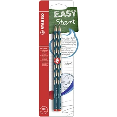 Image of STABILO Thin Ergonomic Graphite Pencil EASYgraph S Right Handed Pack of 2 Petrol HB