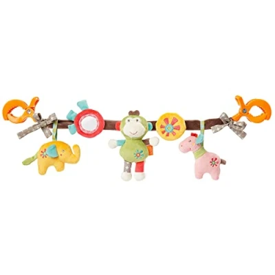 Image of Fehn 074550 Safari Pram Chain Mobile with Cute Characters to Hang On Prams, Baby Seats Or Cots for Babies and Toddlers from Newborns Upwards, Length : 45 cm