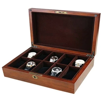 Image of REIFOR Watch Box Case Storage 10 Slots Display Wooden Jewellery Organiser Organizer For Men